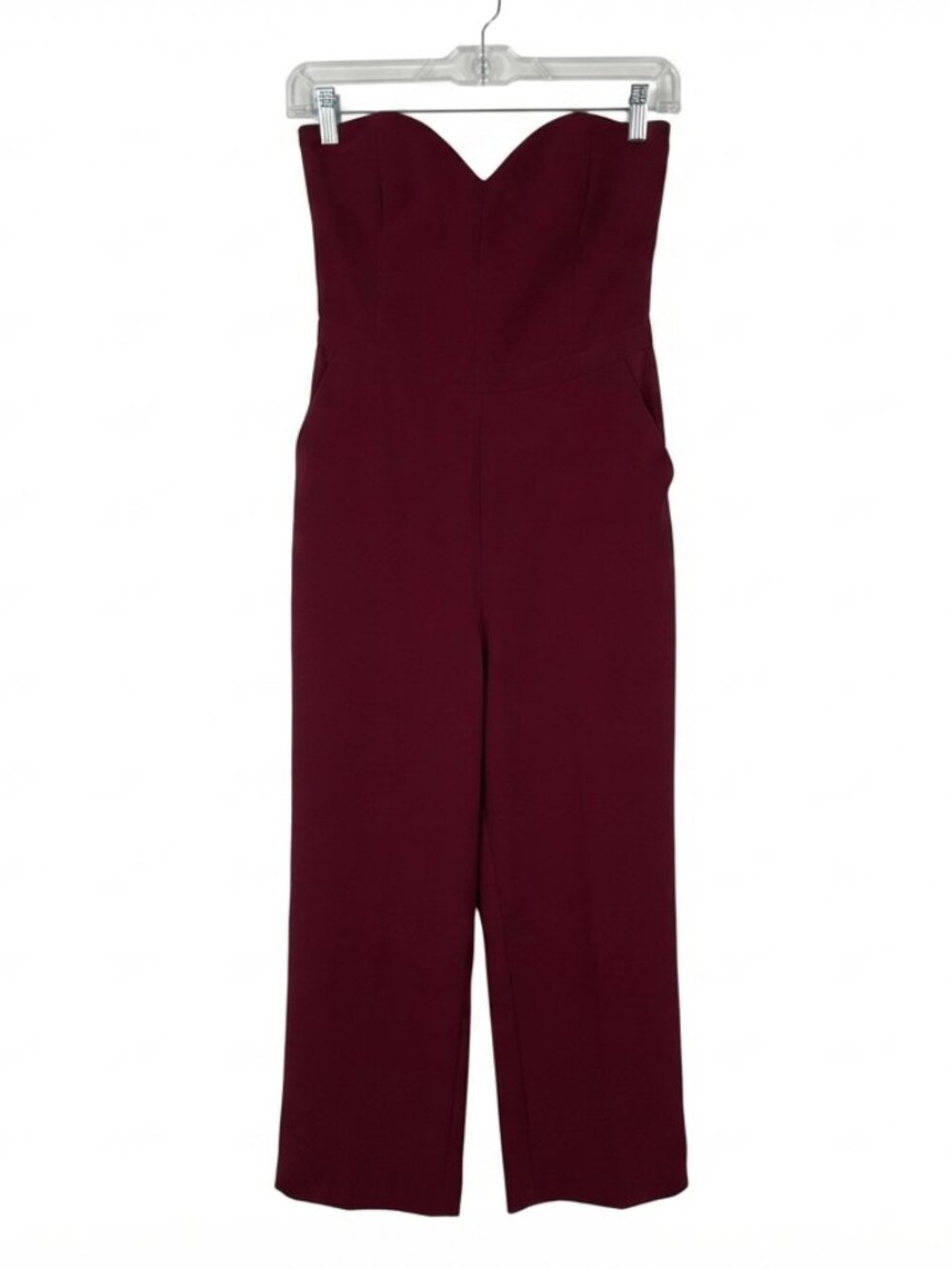 Greylin Burgundy Sweetheart Neckline Wide Leg Jumpsuit Size S